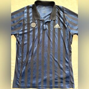 Adidas Tennis Freelift Engineered Polo Shirt Large Aeroready Striped Golf Mens
